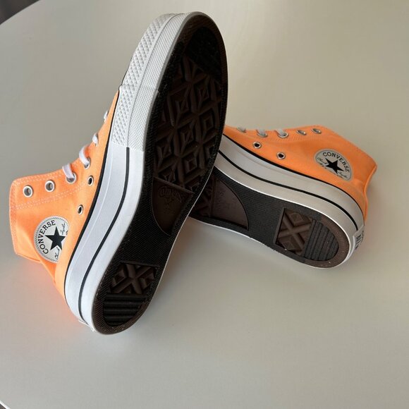 Converse Womens 8.5 Chuck Taylor All Star Lift Hi Peach Orange Platform Sneakers - Picture 8 of 10